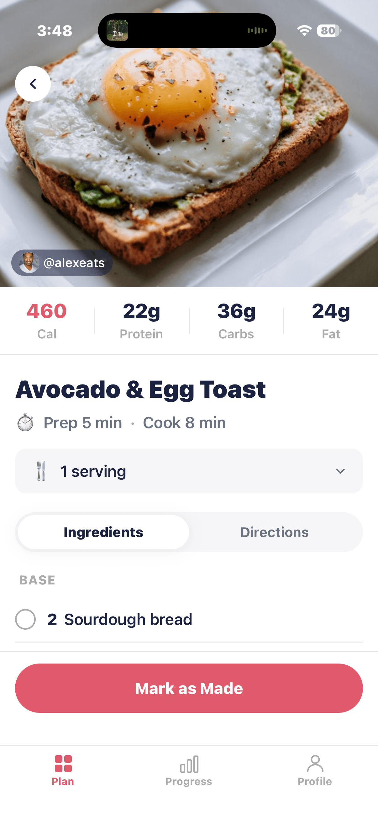 Recipe detail view